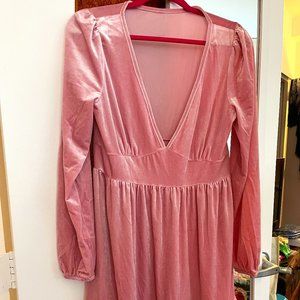 Halara Deep V Neck Ruffled Hem Velvet Mini Dress in Lilac Sachet NWT